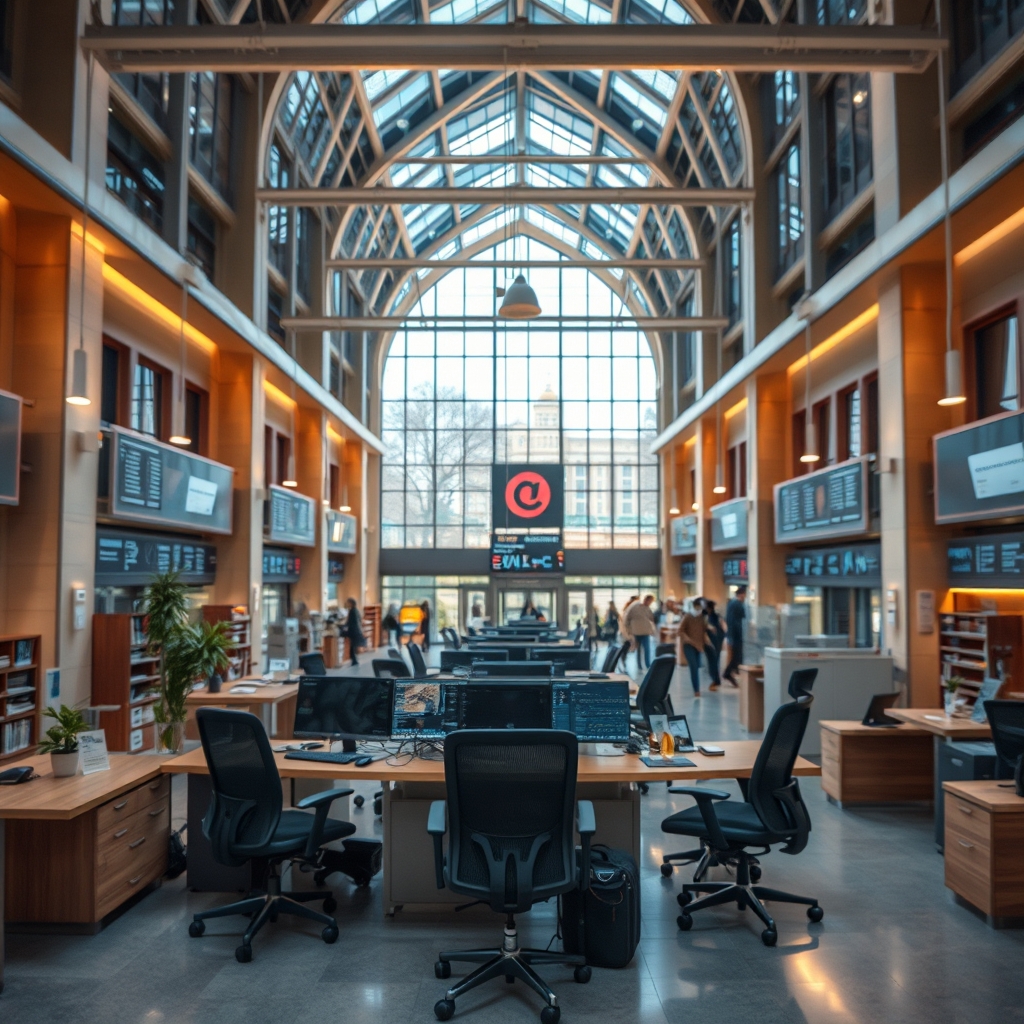 Суперкомпьютерная стойка с мигающими индикаторами в дата-центре