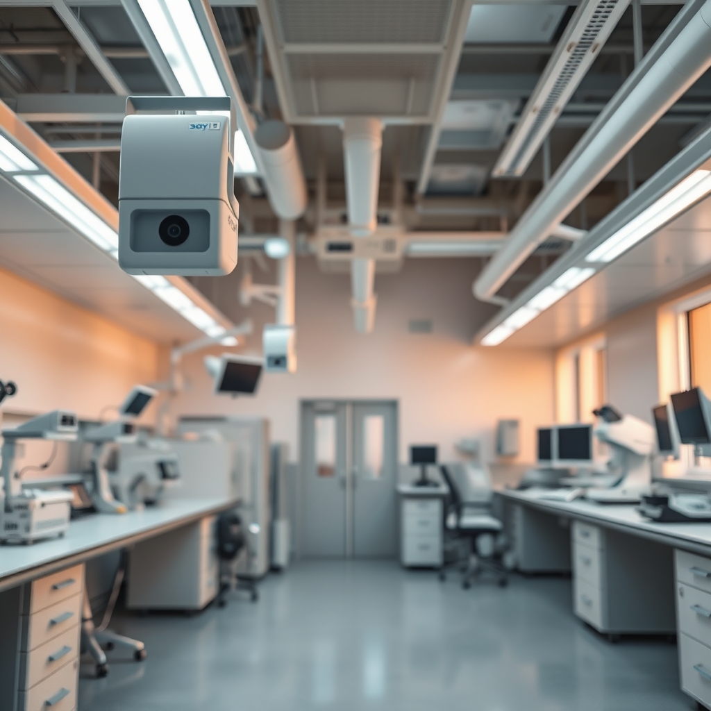 Современная лаборатория с оборудованием и мониторами